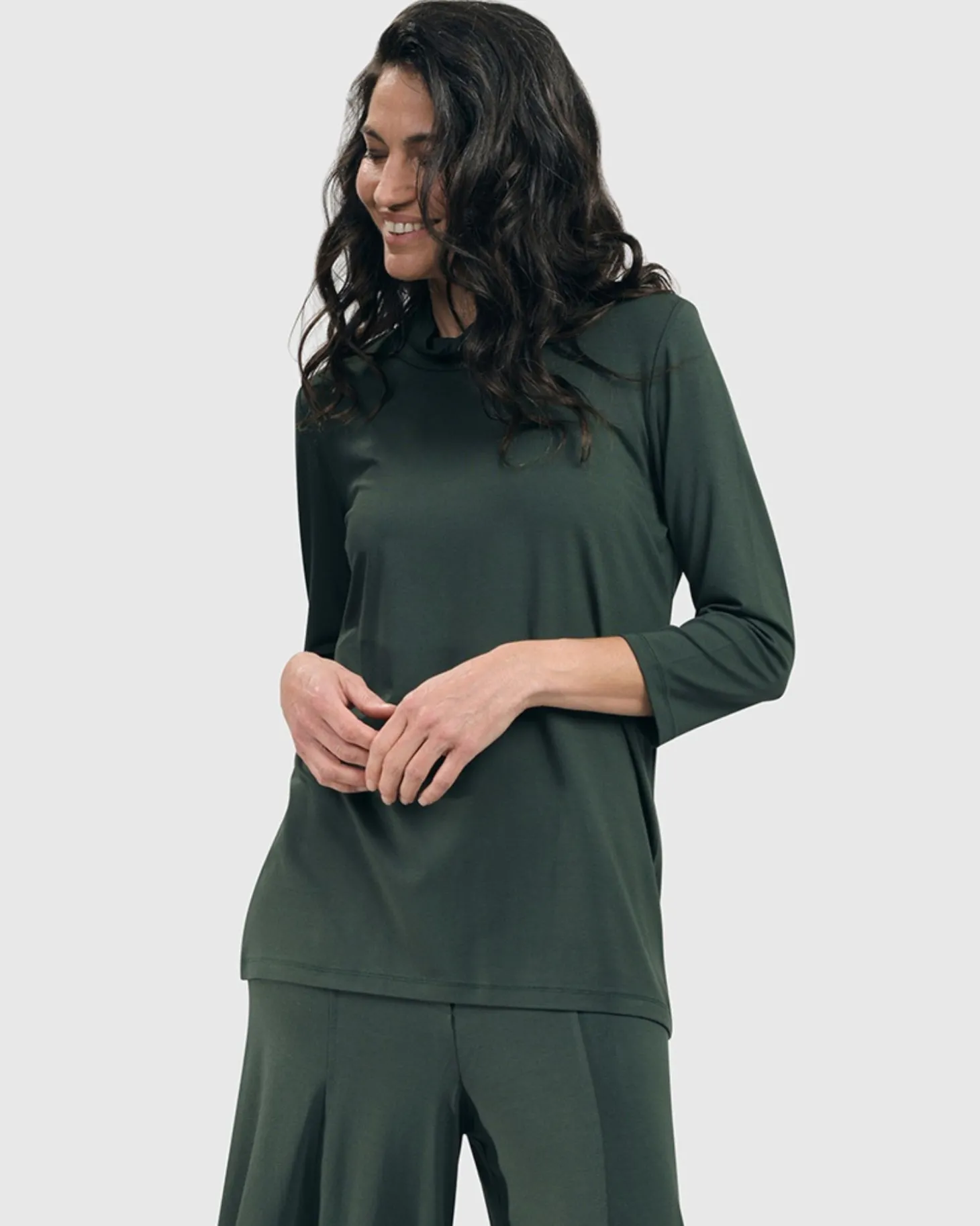 Essential Mockneck Top, Green