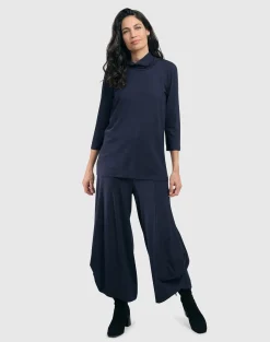 Essential Mockneck Top, Navy