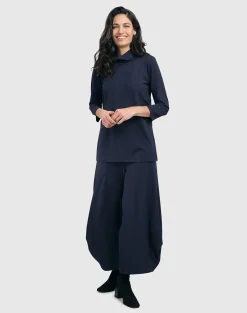 Essential Mockneck Top, Navy