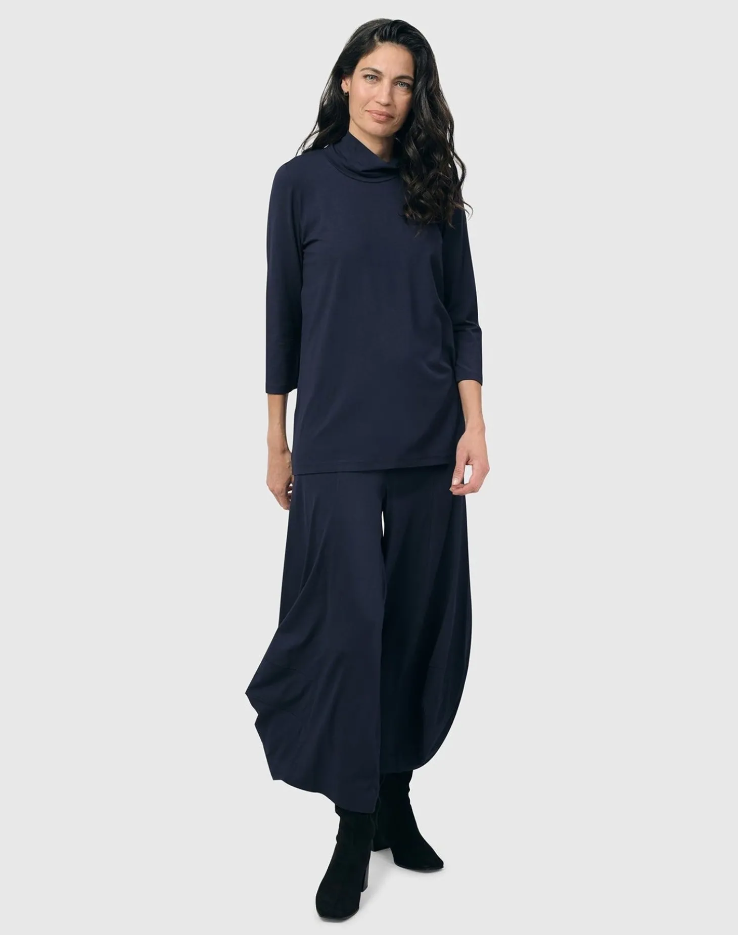 Essential Mockneck Top, Navy