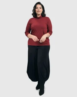 Essential Mockneck Top, Plum