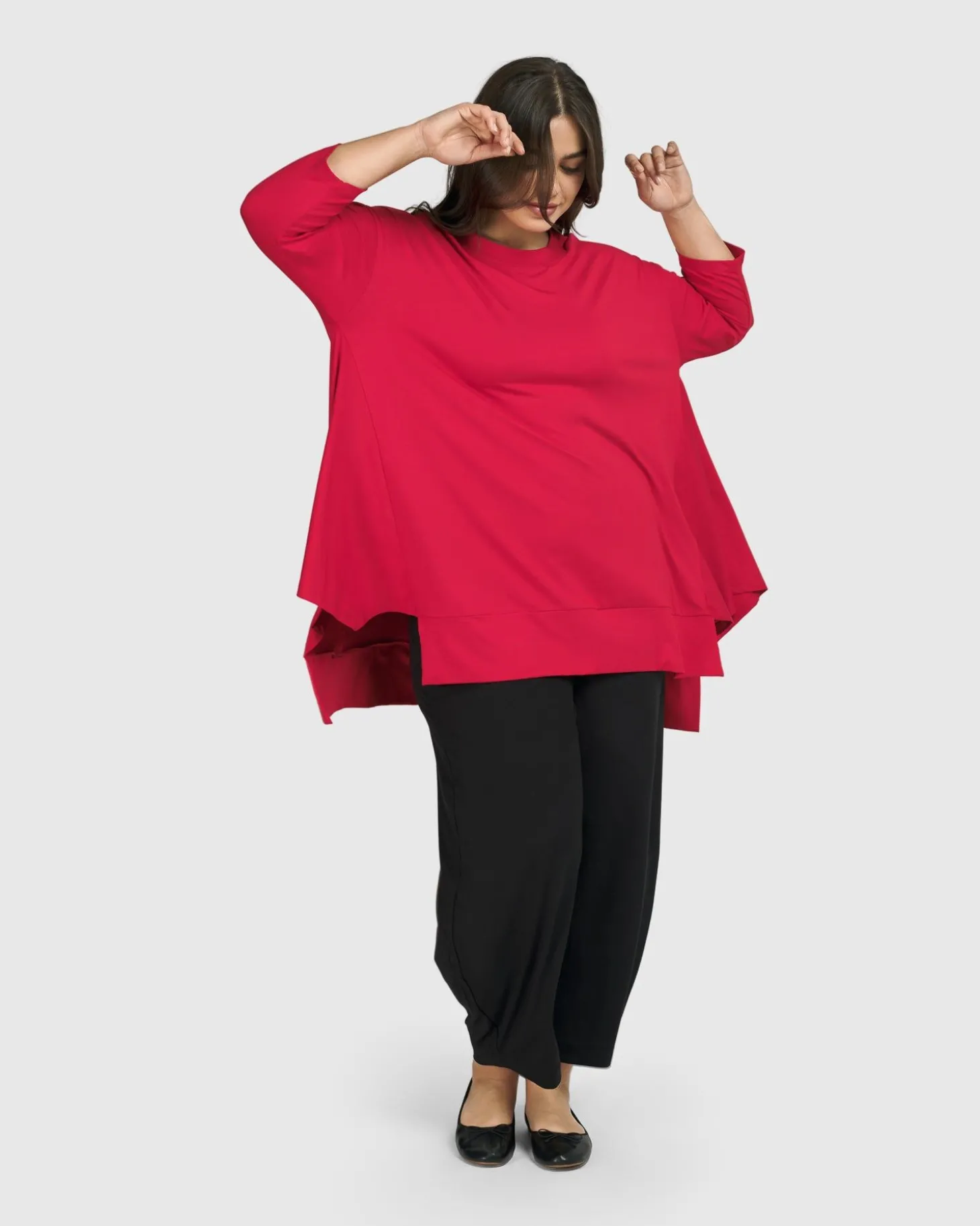 Essential Oversized Trapeze Top, Red Rose