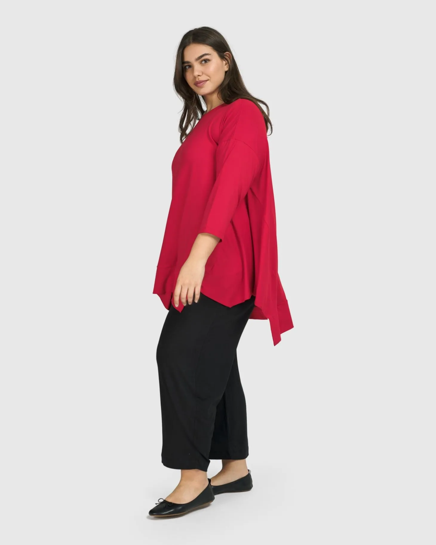 Essential Oversized Trapeze Top, Red Rose
