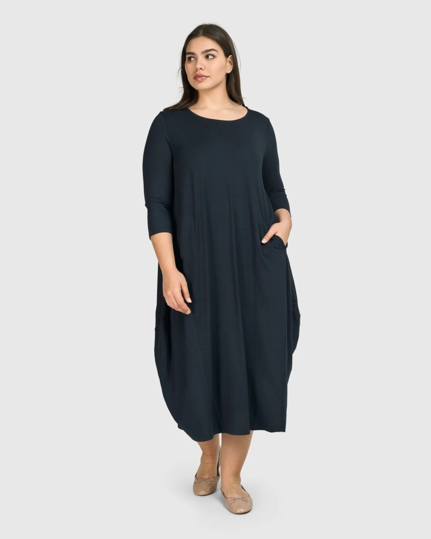 Essential Relaxed Midi Dress, Ocean