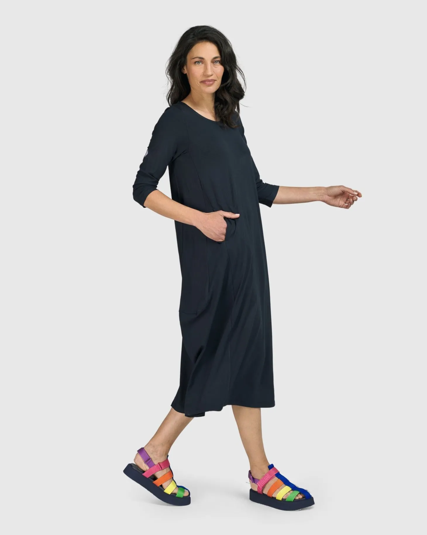 Essential Relaxed Midi Dress, Ocean