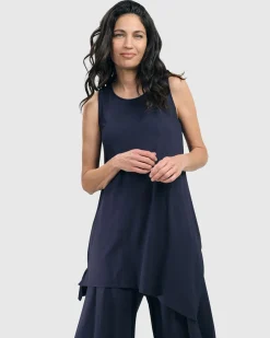 Essential Sleeveless Tunic Top, Navy