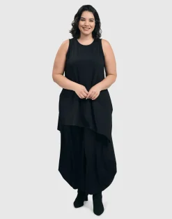 Essential Sleeveless Tunic Top, Black