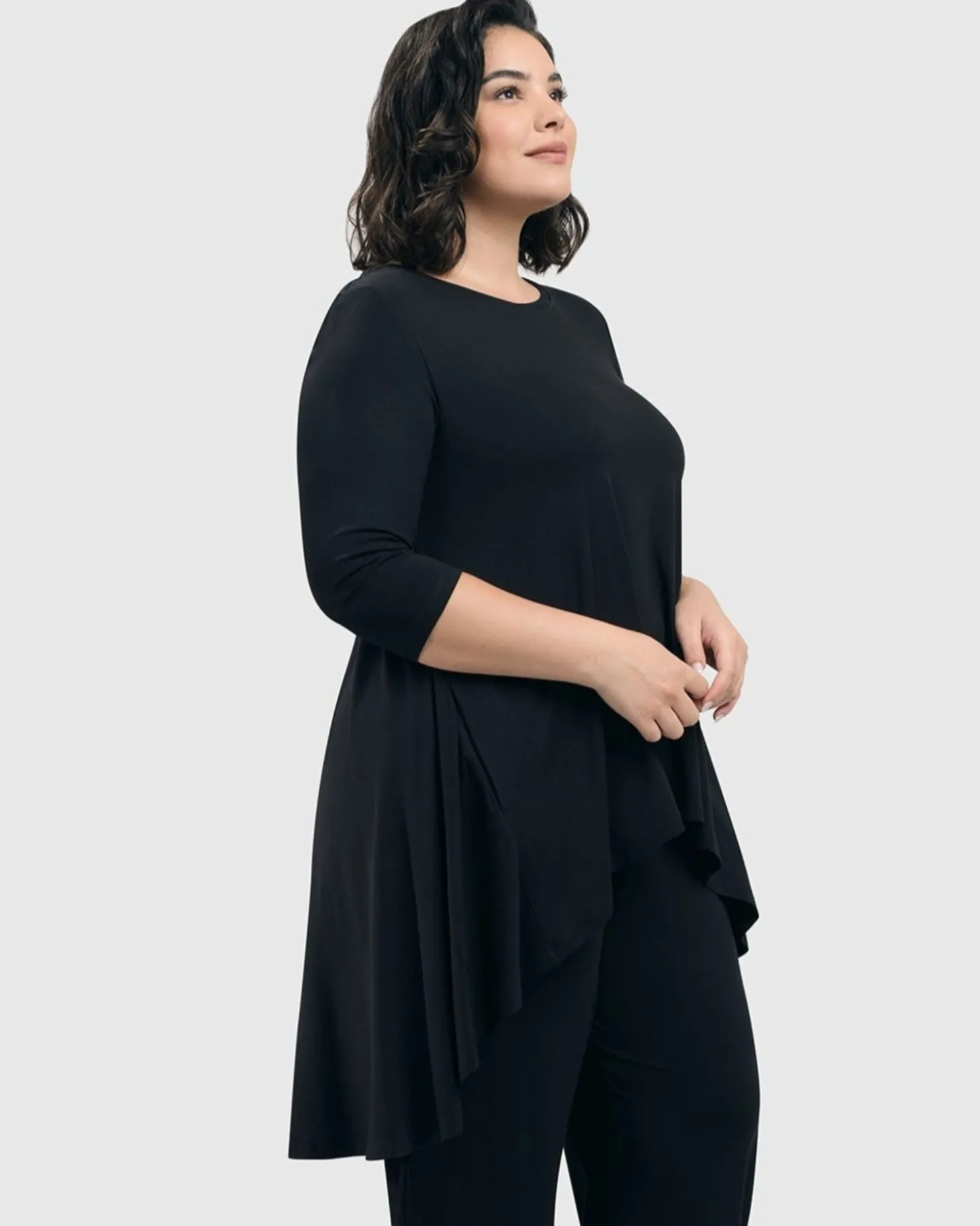 Essential Swing Tunic Top, Black