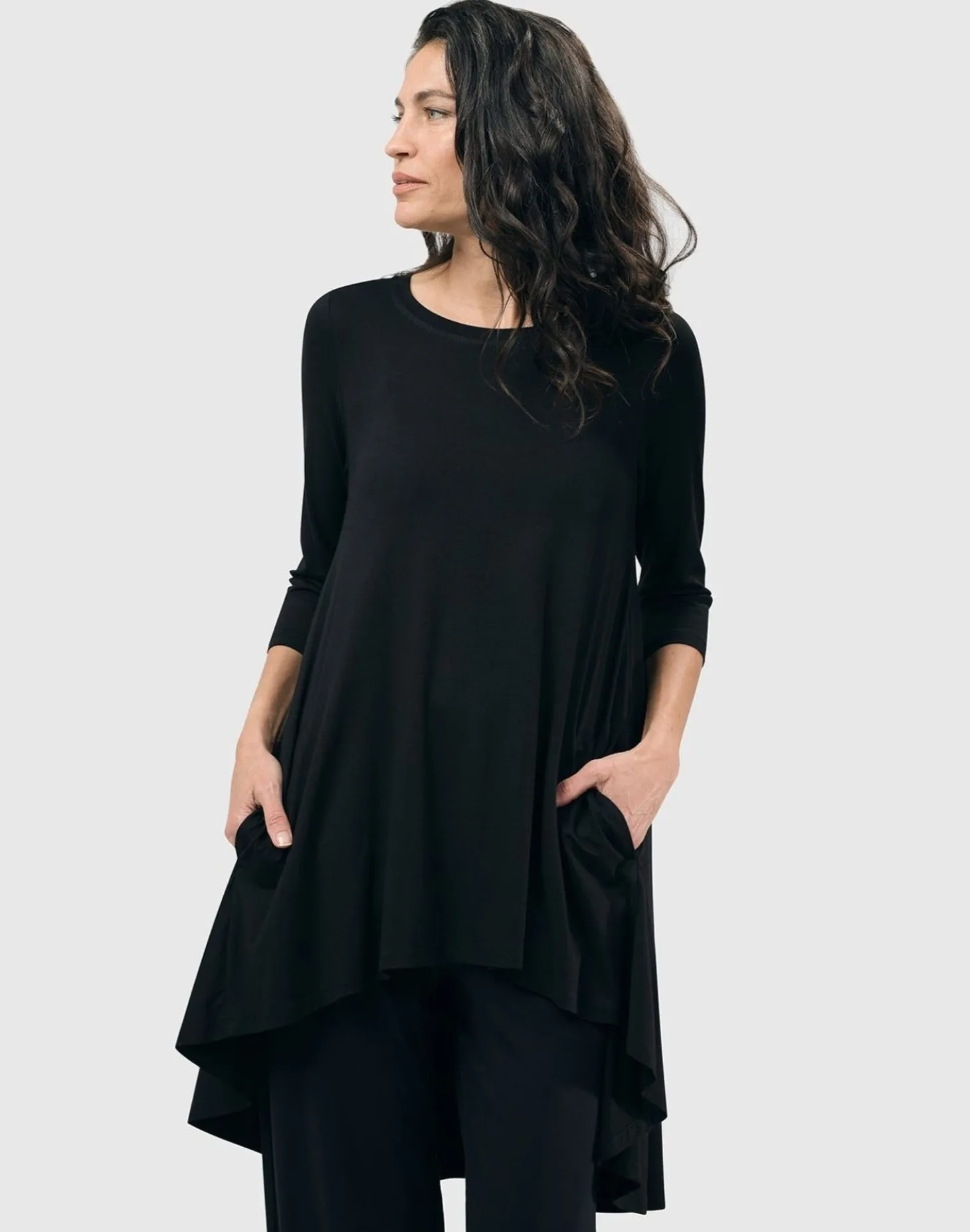 Essential Swing Tunic Top, Black