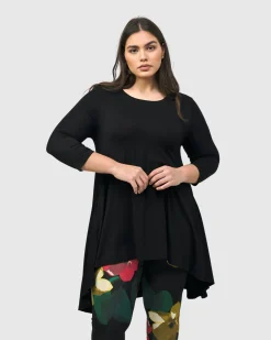 Essential Swing Tunic Top, Black
