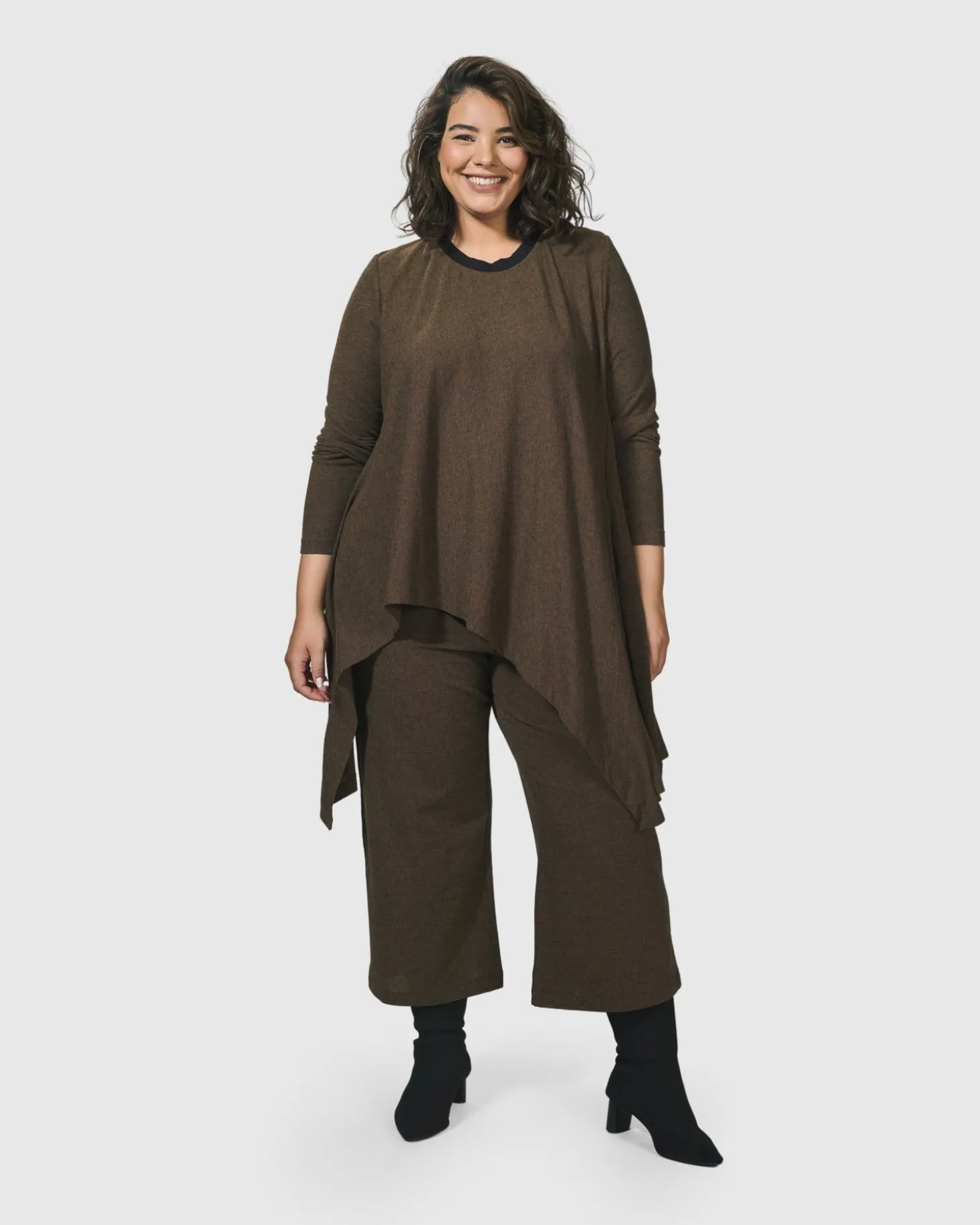 Essential Swing Tunic Top, Brown