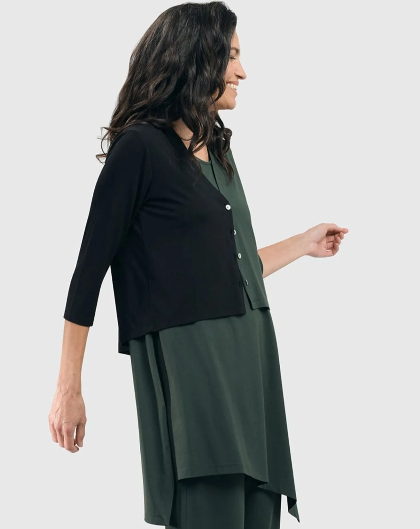 Essential 2-Tone Crop Cardigan, Green
