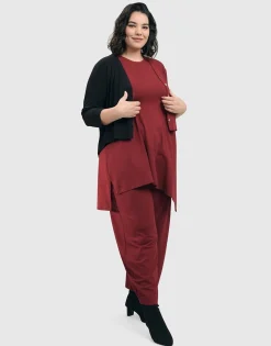 Essential 2-Tone Crop Cardigan, Plum