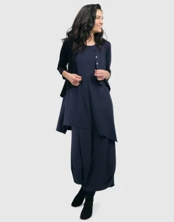 Essential 2-Tone Crop Cardigan, Navy