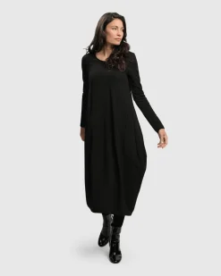 Essential Toned Up Midi Dress, Black