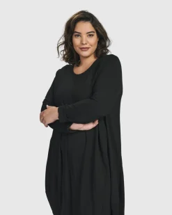 Essential Toned Up Midi Dress, Black