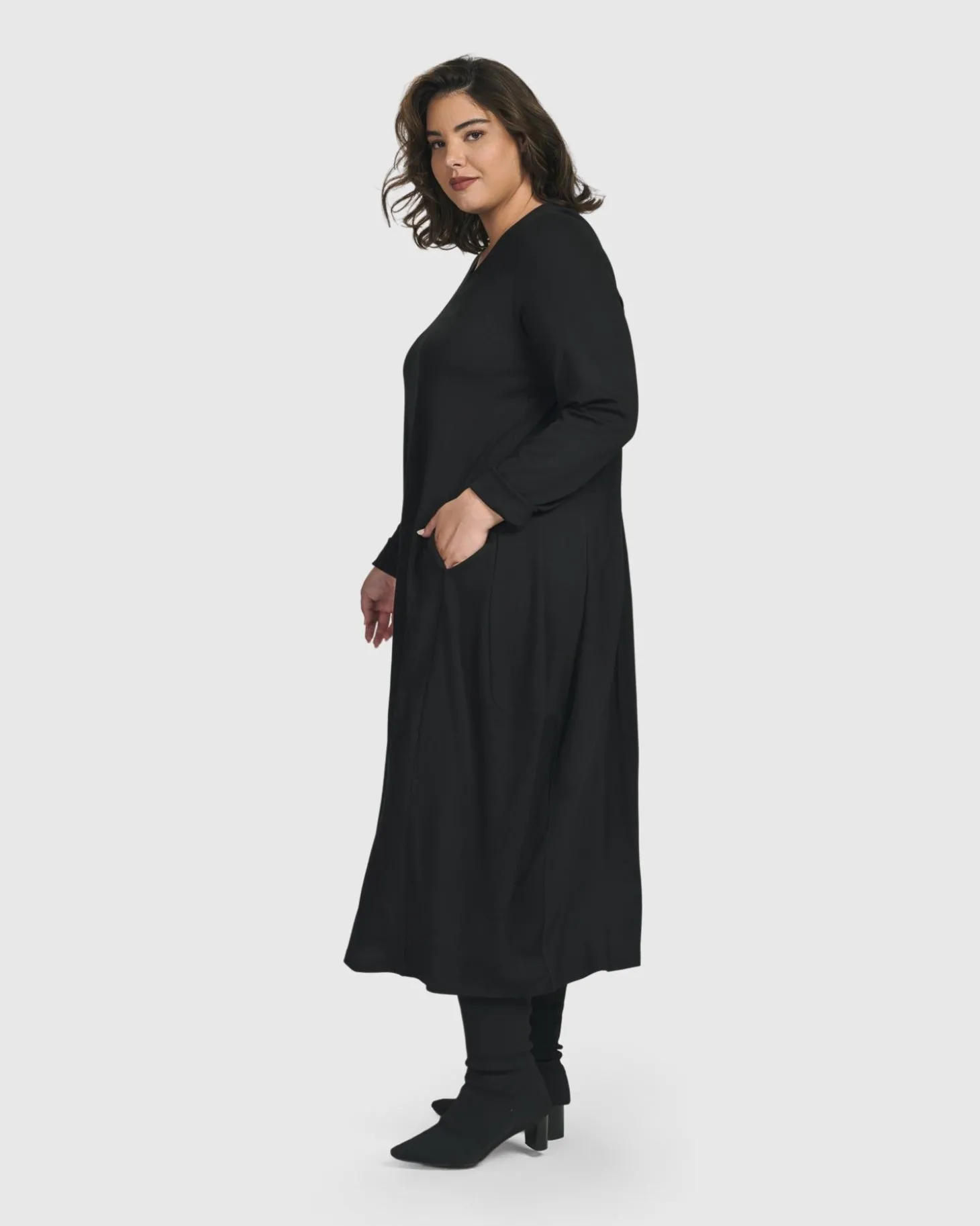 Essential Toned Up Midi Dress, Black