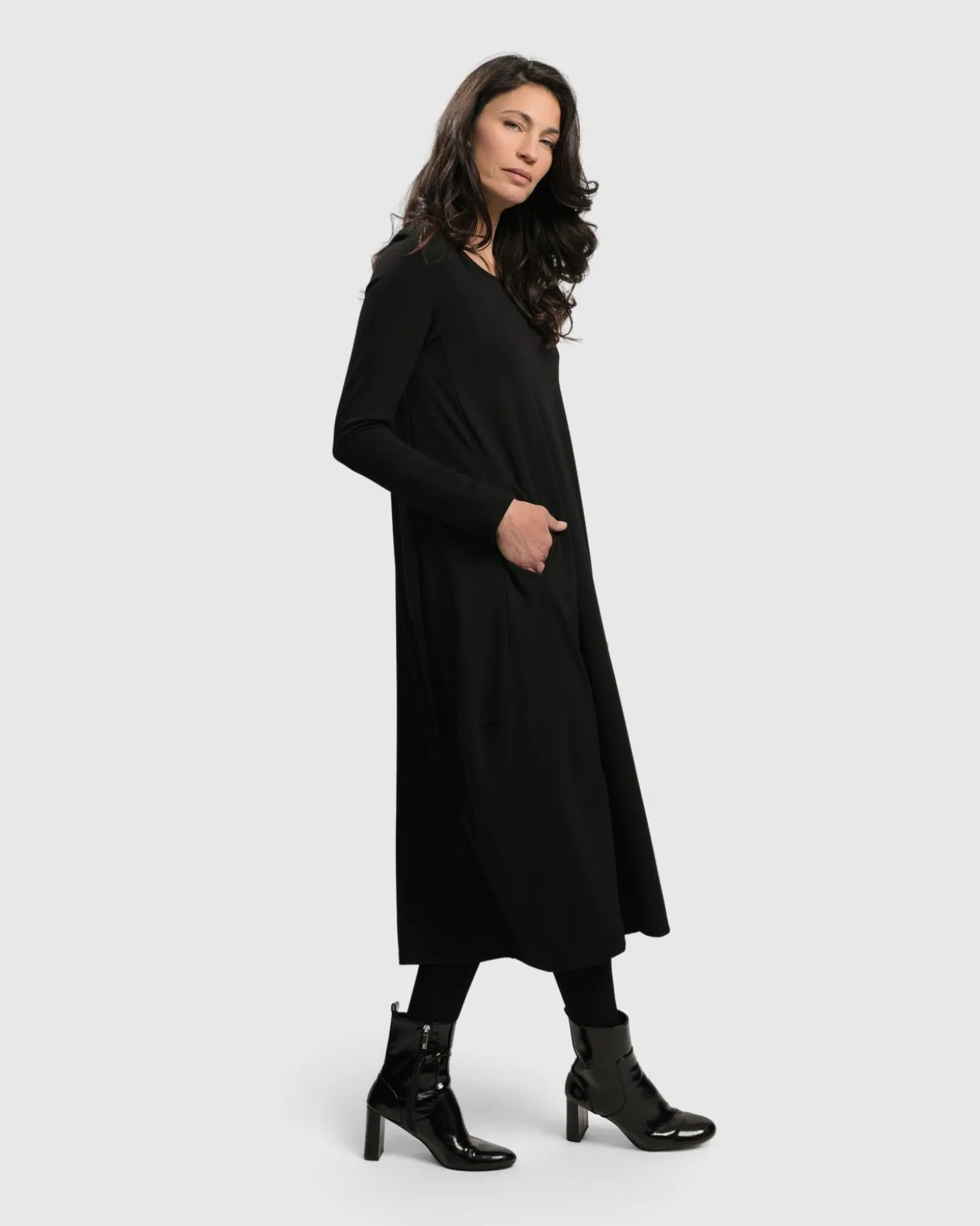 Essential Toned Up Midi Dress, Black