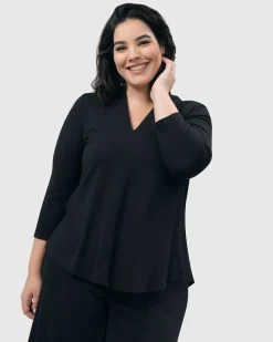 Essential V-Neck Top, Black
