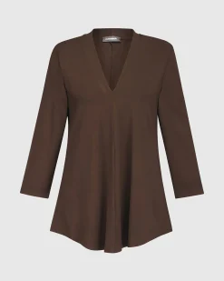 Essential V-Neck Top, Coffee