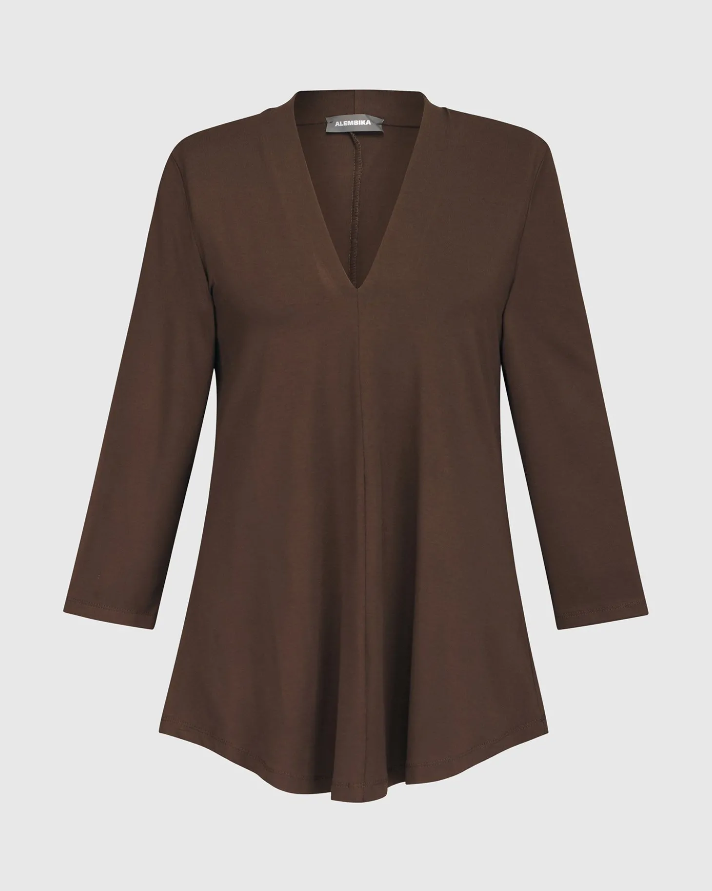 Essential V-Neck Top, Coffee