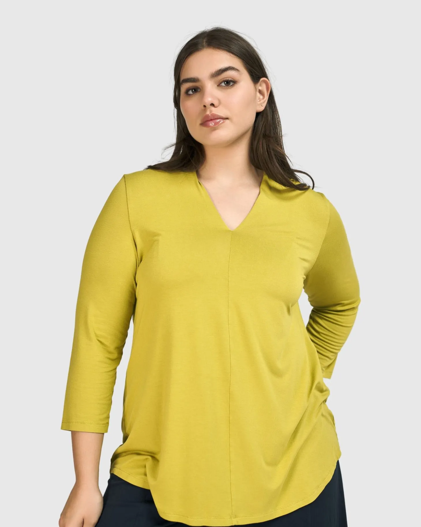 Essential V-Neck Top, Lime