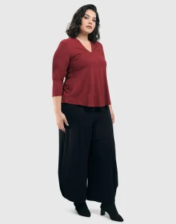 Essential V-Neck Top, Plum