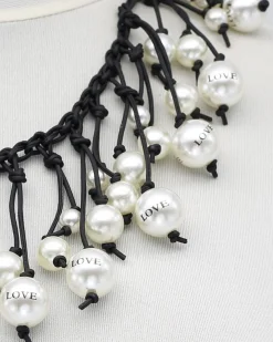 Faux Pearl Cape Necklace, Love Letter