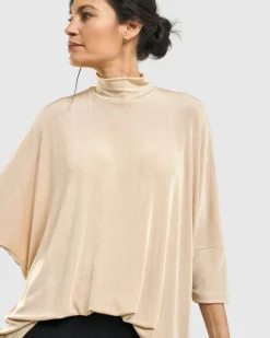 Fawn Mockneck Top, Nude