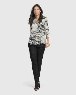 Flirty Signature V Neck Top, Script