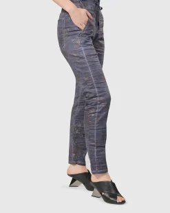 Floral Iconic Stretch Jeans, Rust/Blue