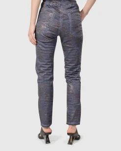 Floral Iconic Stretch Jeans, Rust/Blue