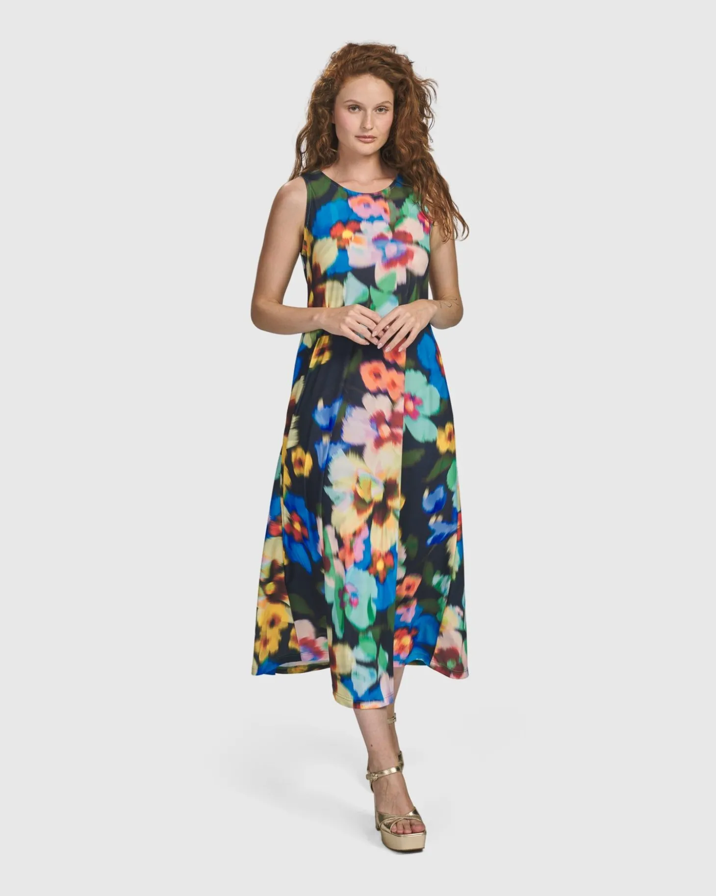 Forget-Me-Not Sleeveless Maxi Dress, Garden