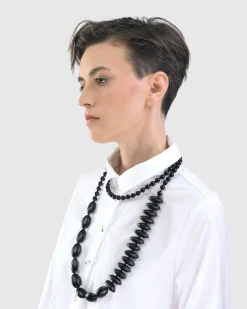 Fuji Bead Necklace, Black