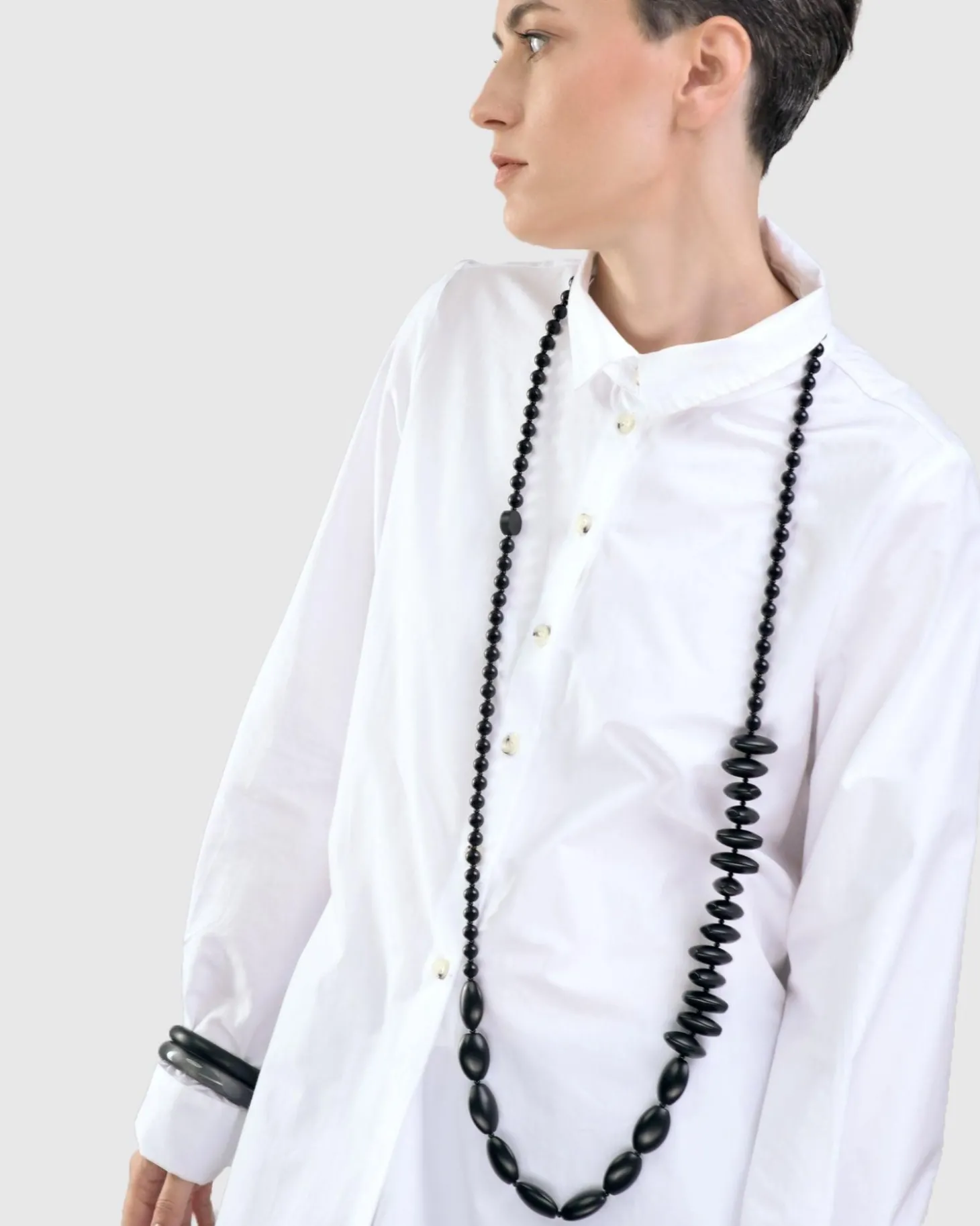 Fuji Bead Necklace, Black