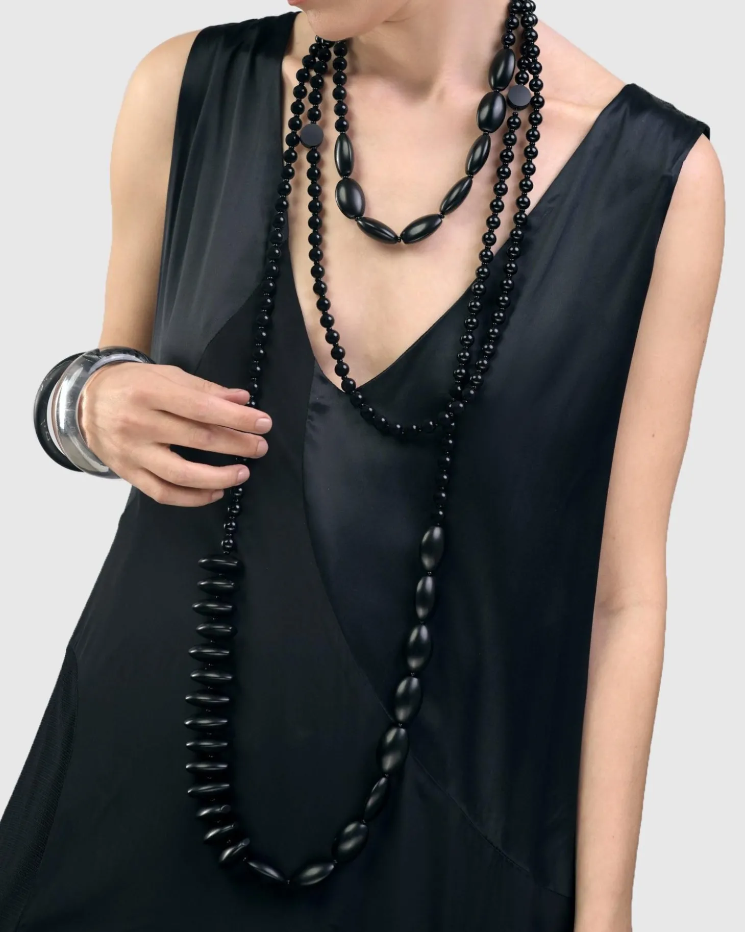 Fuji Bead Necklace, Black
