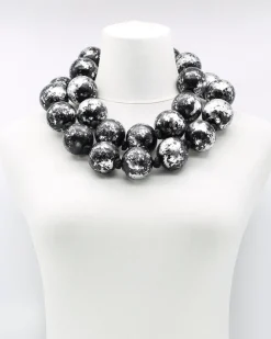 Giant Bead Necklace, Silver