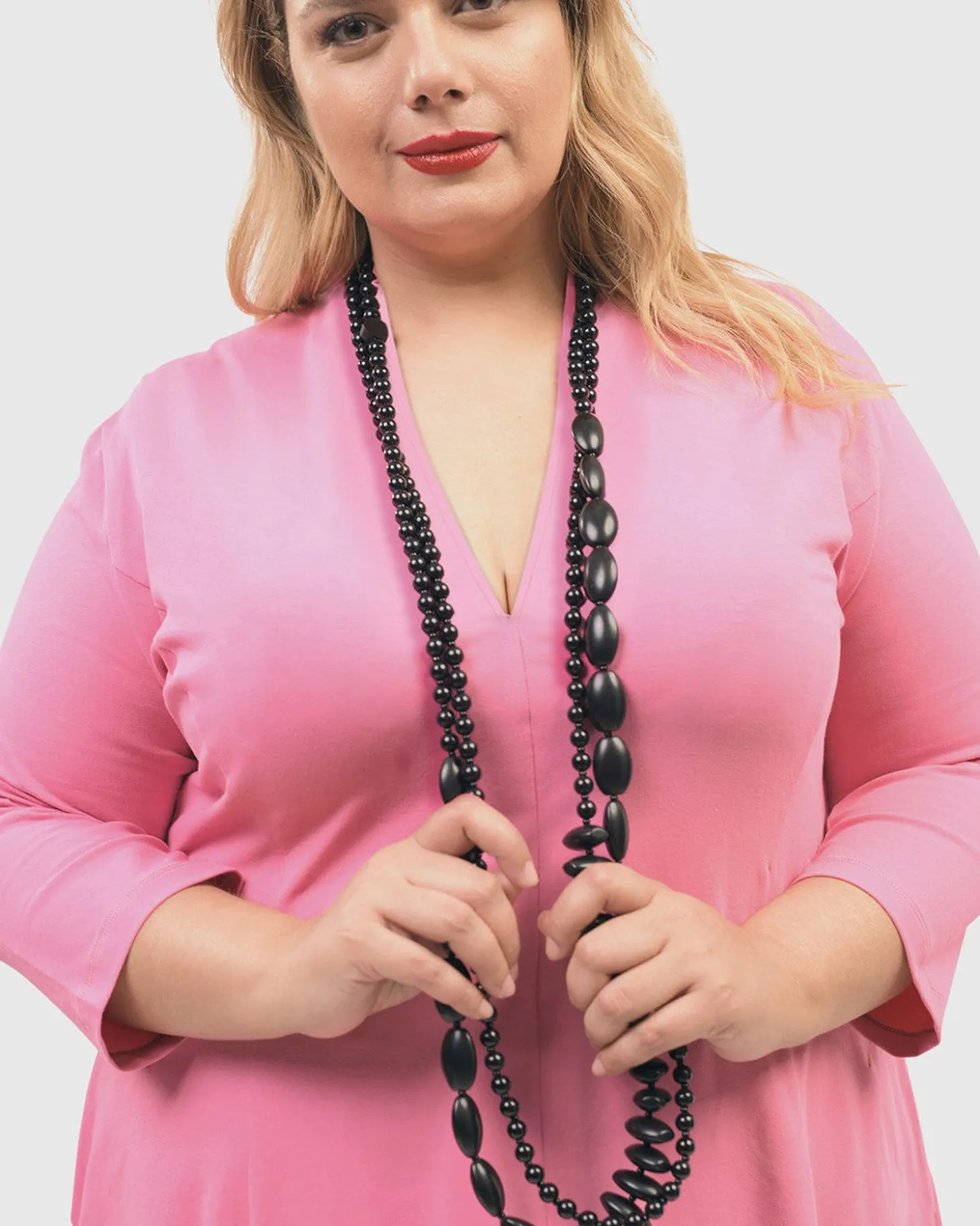 Gloria V-Neck Tunic Top, Bazooka