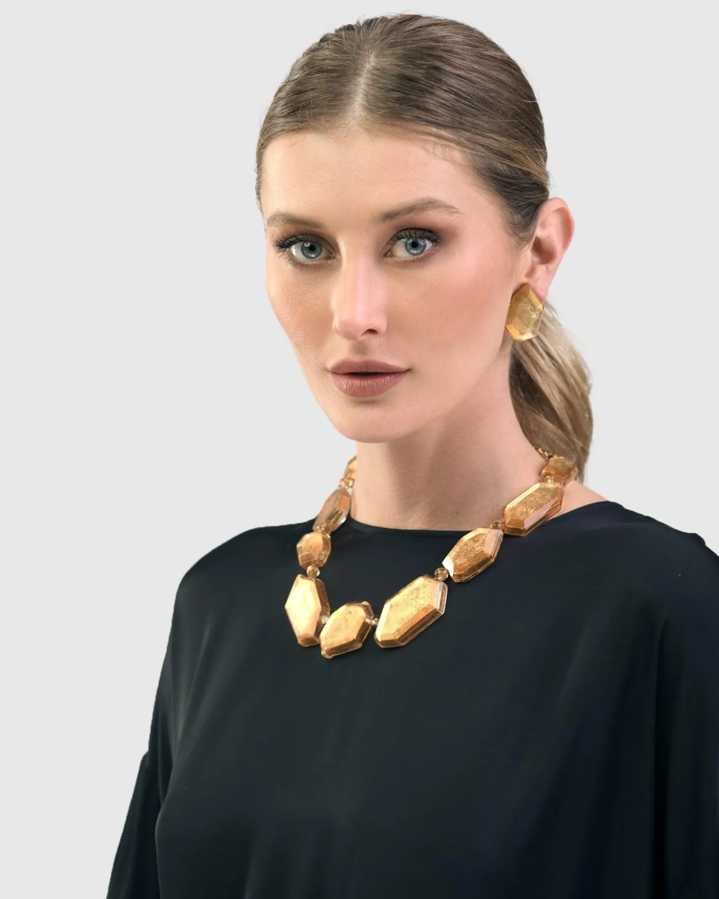 Glory Faceted Bead Necklace, Gold