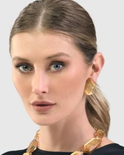 Glory Faceted Clip Earrings, Gold