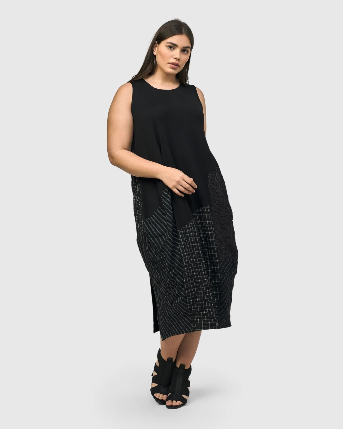 Hestia Sleeveless Cocoon Dress, Mix
