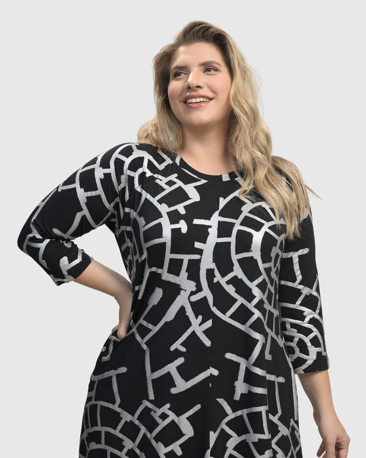 Hypnotic A Line Dress, Silver