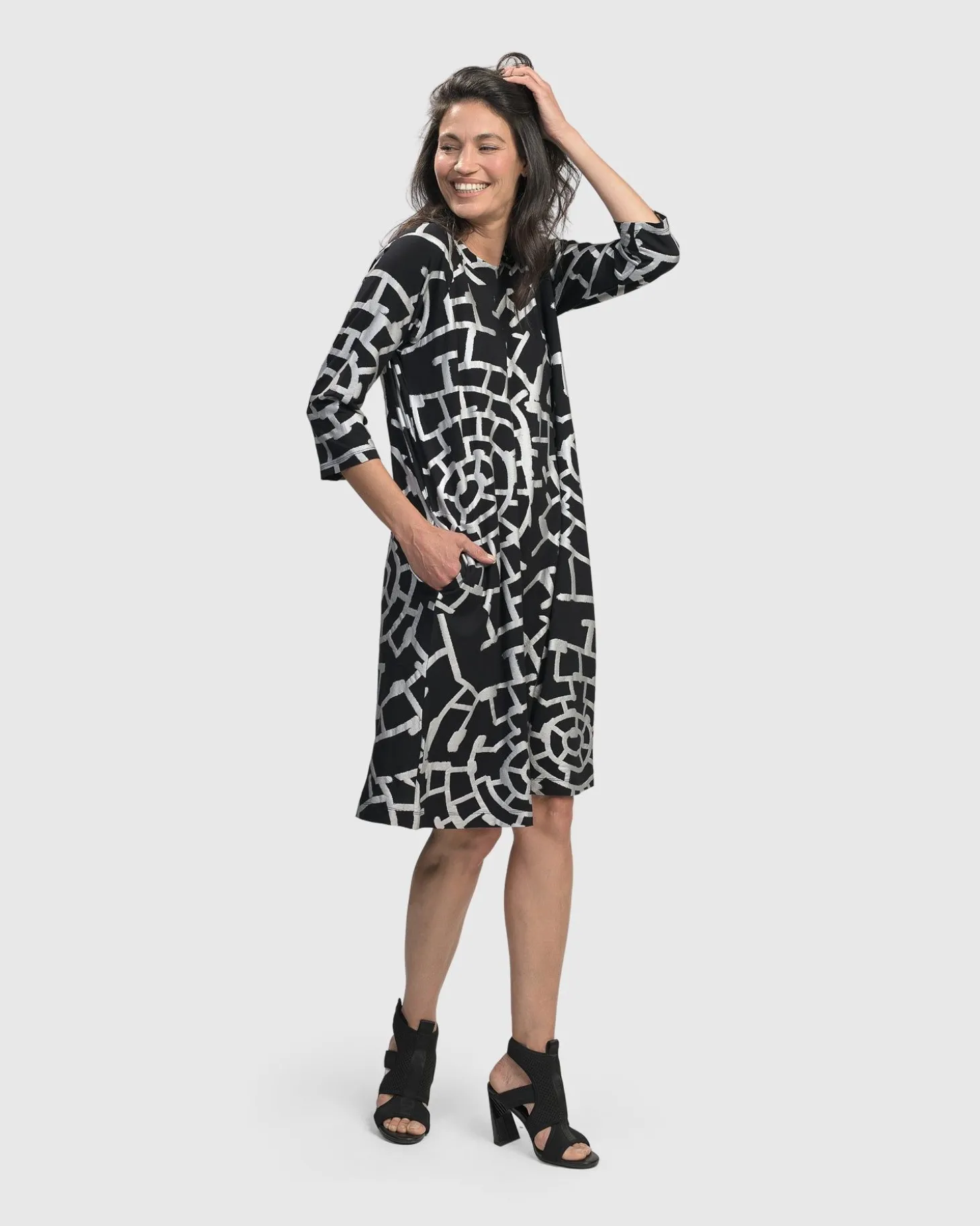 Hypnotic A Line Dress, Silver