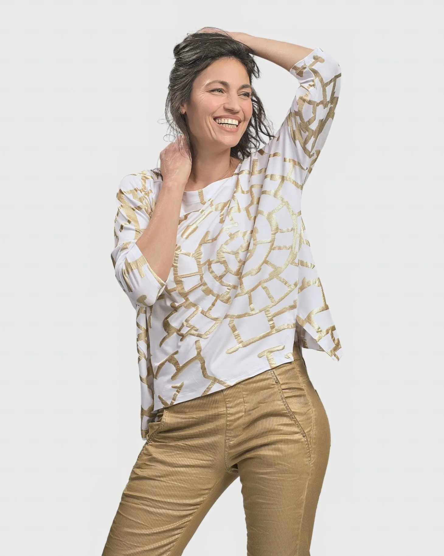 Hypnotic Cutaway Boxy Top, Gold