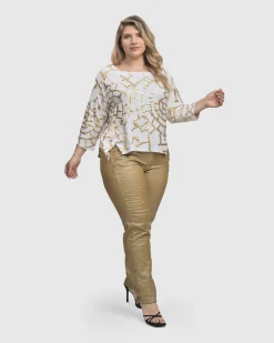 Hypnotic Cutaway Boxy Top, Gold