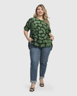 Hypnotic Swing Tunic Top, Clover