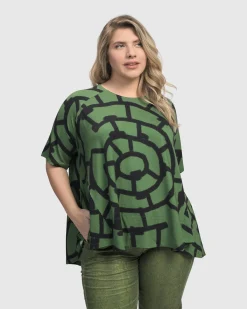 Hypnotic Swing Tunic Top, Clover