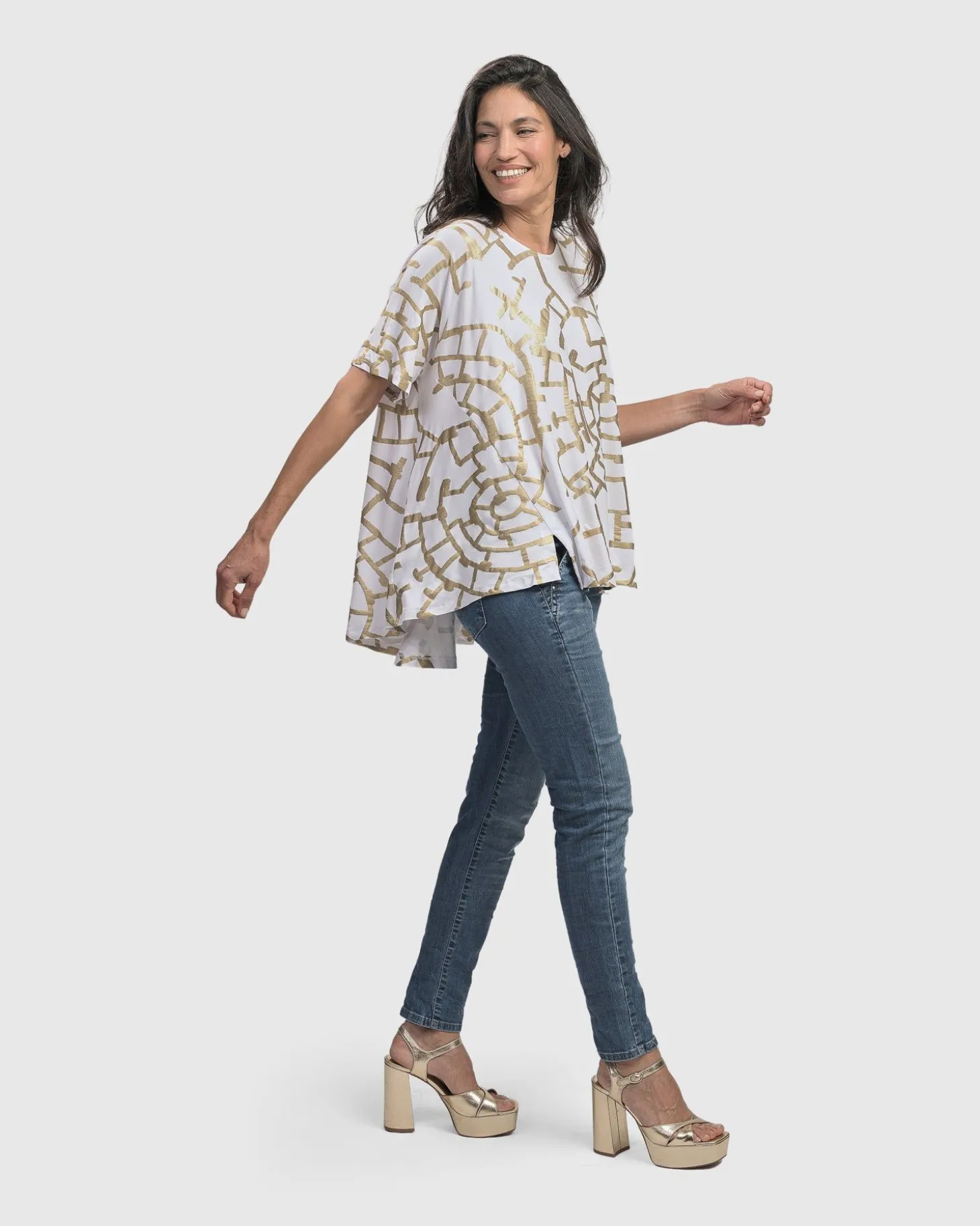Hypnotic Swing Tunic Top, Gold