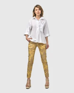 Iconic Stretch Jeans, Honey Gold