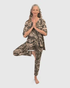 Inhale Hooded Hi-Lo Top, Stone Tie-Dye